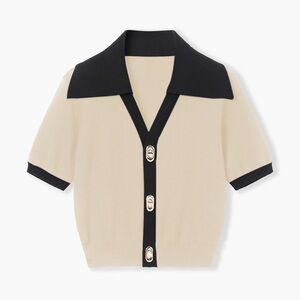 Effortless Black and Cream Button-Up Shirt